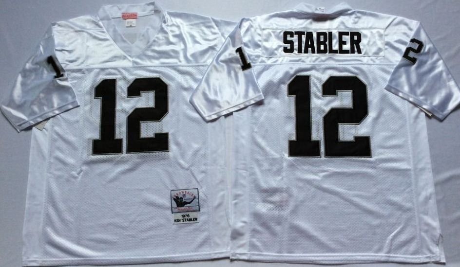 Men NFL Oakland Raiders #12 Stabler white Mitchell Ness jerseys
